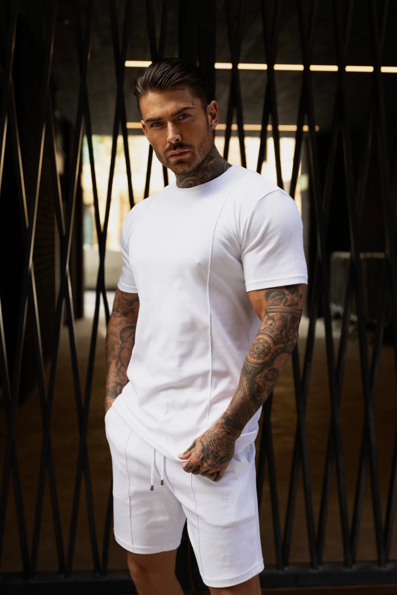 Father Sons White Crew T Shirt With Pintuck Detail - FSH1047 - Image 5