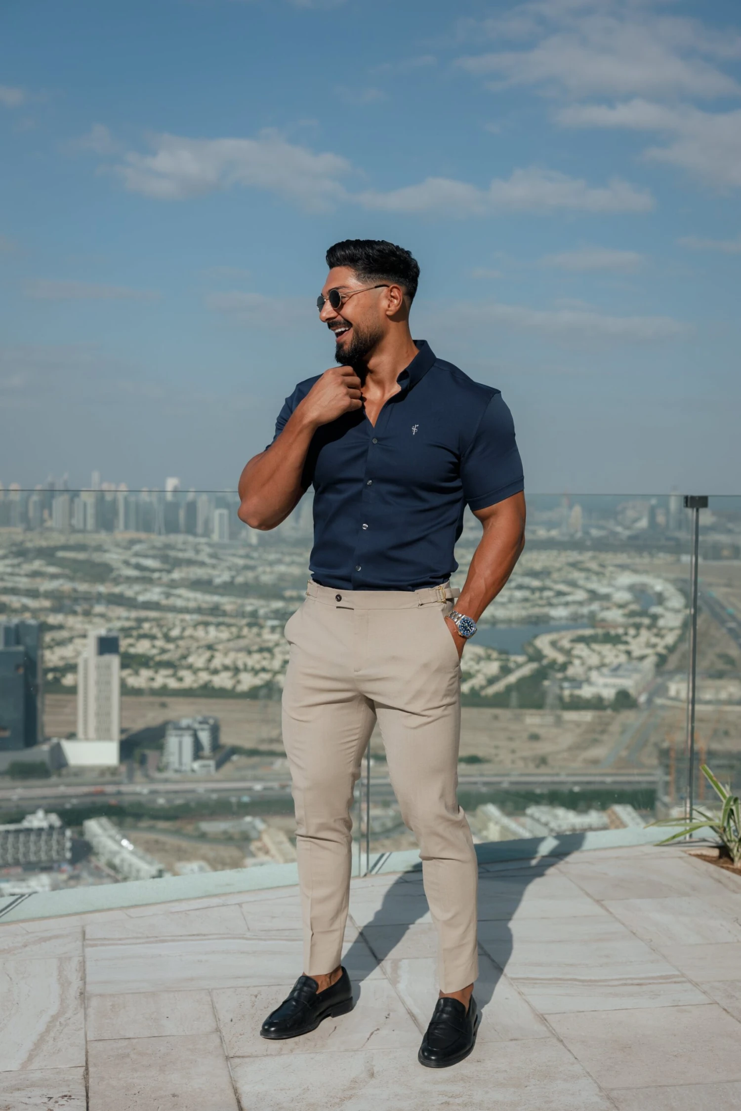 Father Sons Super Slim Stretch New Navy Denim Short Sleeve With Button Down Collar - FS1019 - Image 3