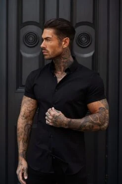 Father Sons Classic Stretch Oxford Short Sleeve Black - FS1013