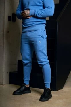 FS Plain Blue Tracksuit Bottoms With FS Branding - FSH1200