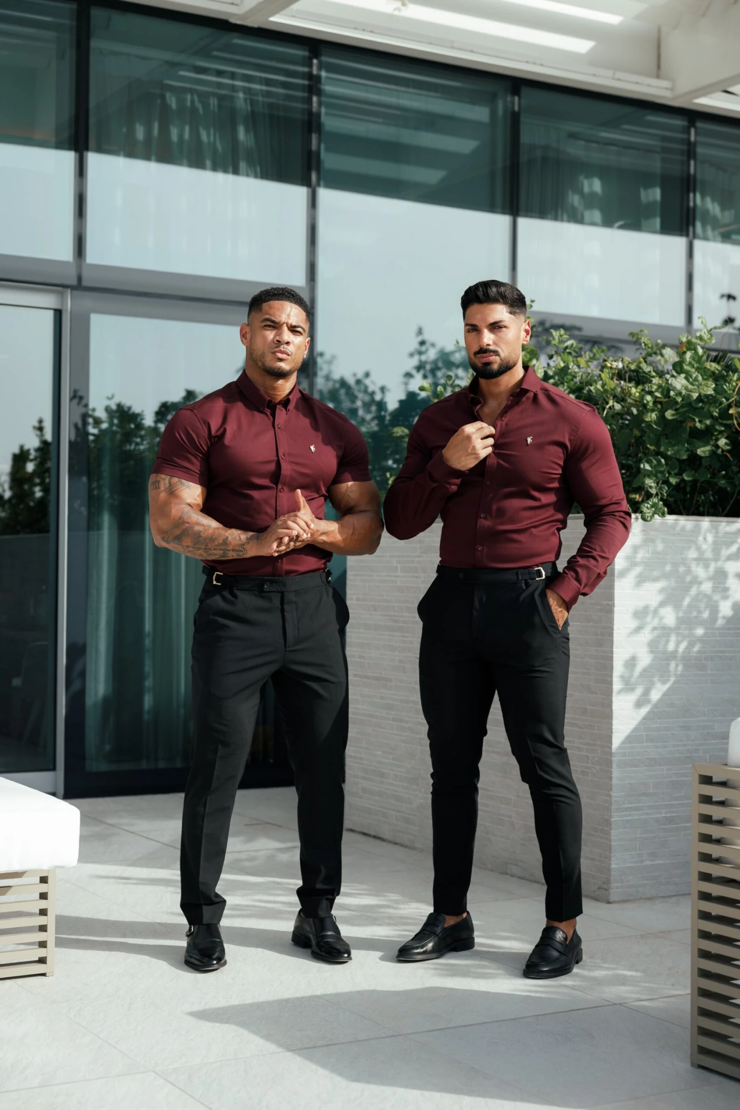 Father Sons Super Slim Stretch Burgundy Denim Long Sleeve With Gold Metal Decal And Button Down Collar - FS1046 - Image 12