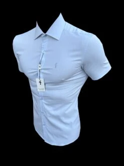 Father Sons Muscle Fit Advanced Stretch Powder Blue Short Sleeve With Cutaway Collar - FS1162