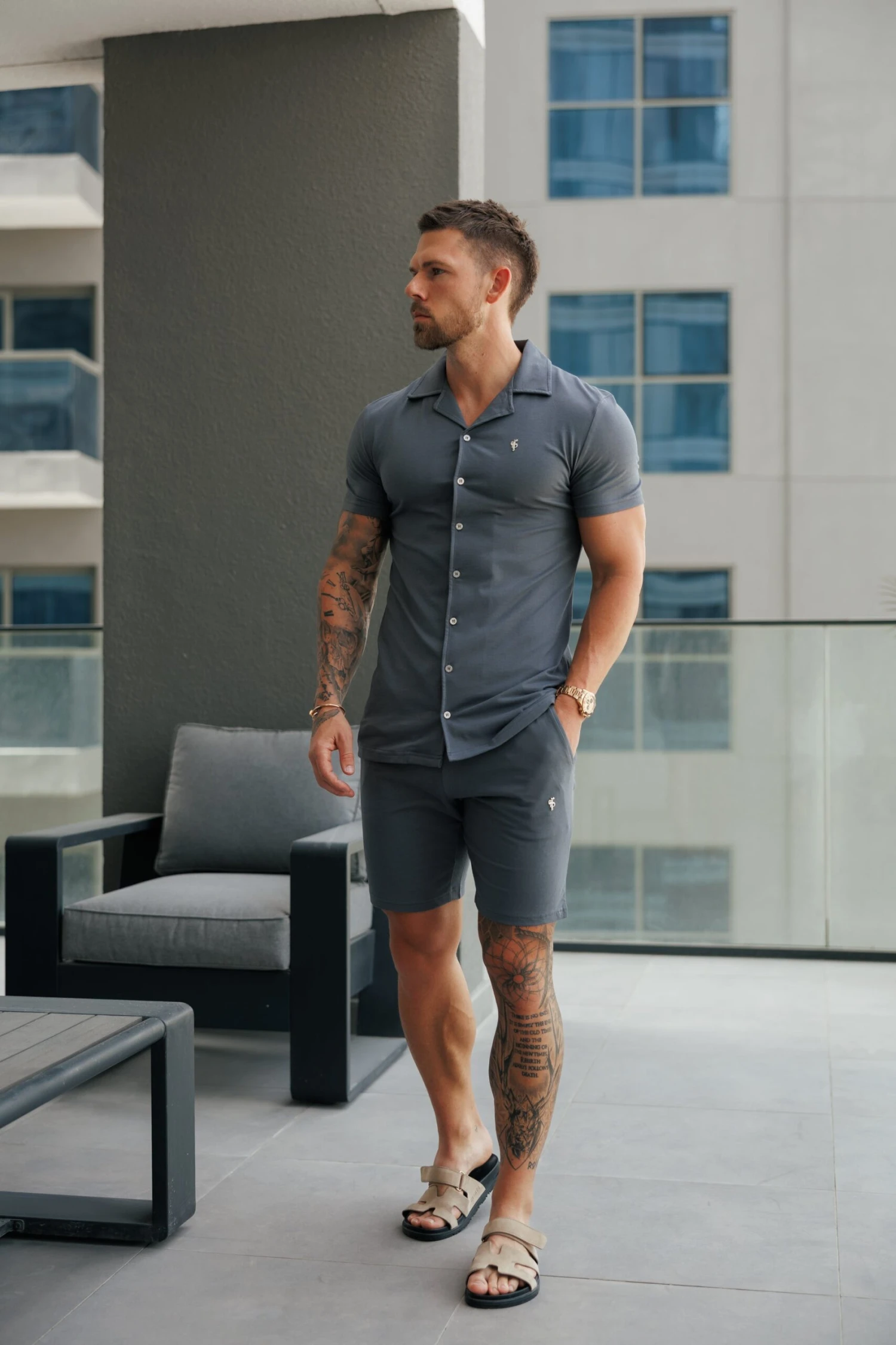 Father Sons Charcoal Pique Shorts - FSH1363 - Image 3