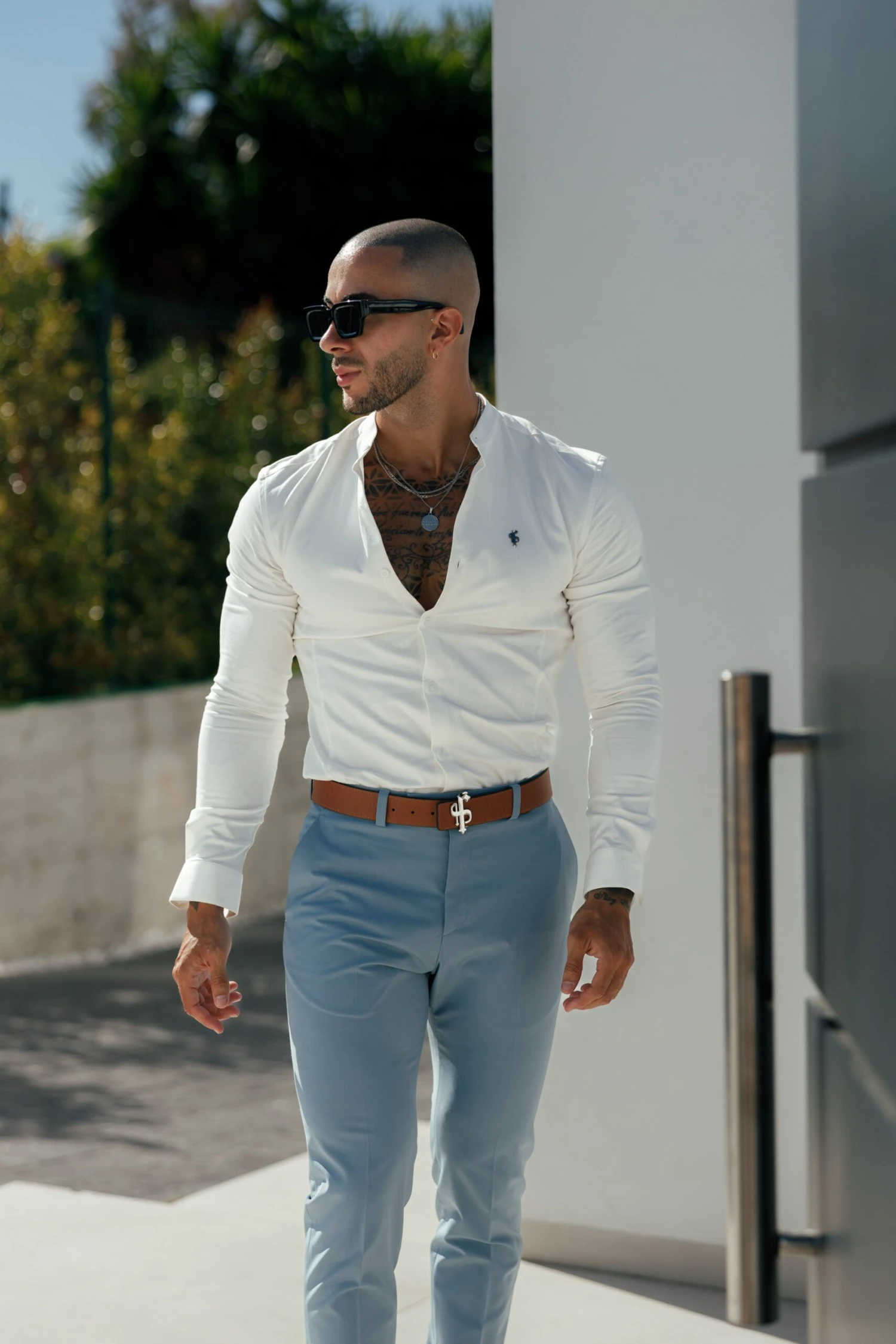 Father Sons Slim Formal Airforce Blue Stretch Trousers - FST025 - Image 2