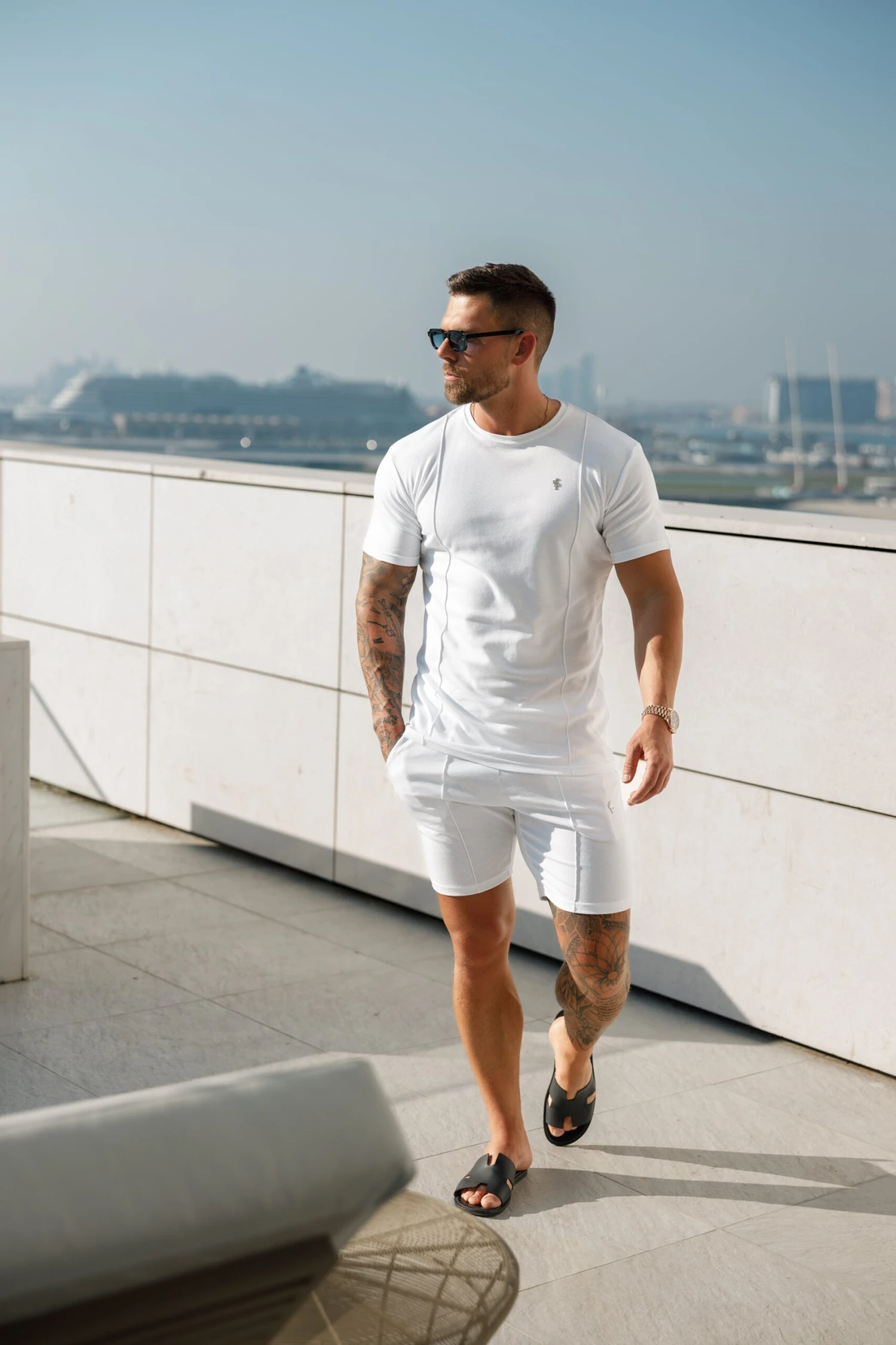 Father Sons White / Silver Elasticated Drawstring Pintuck Shorts - FSH1054 - Image 8