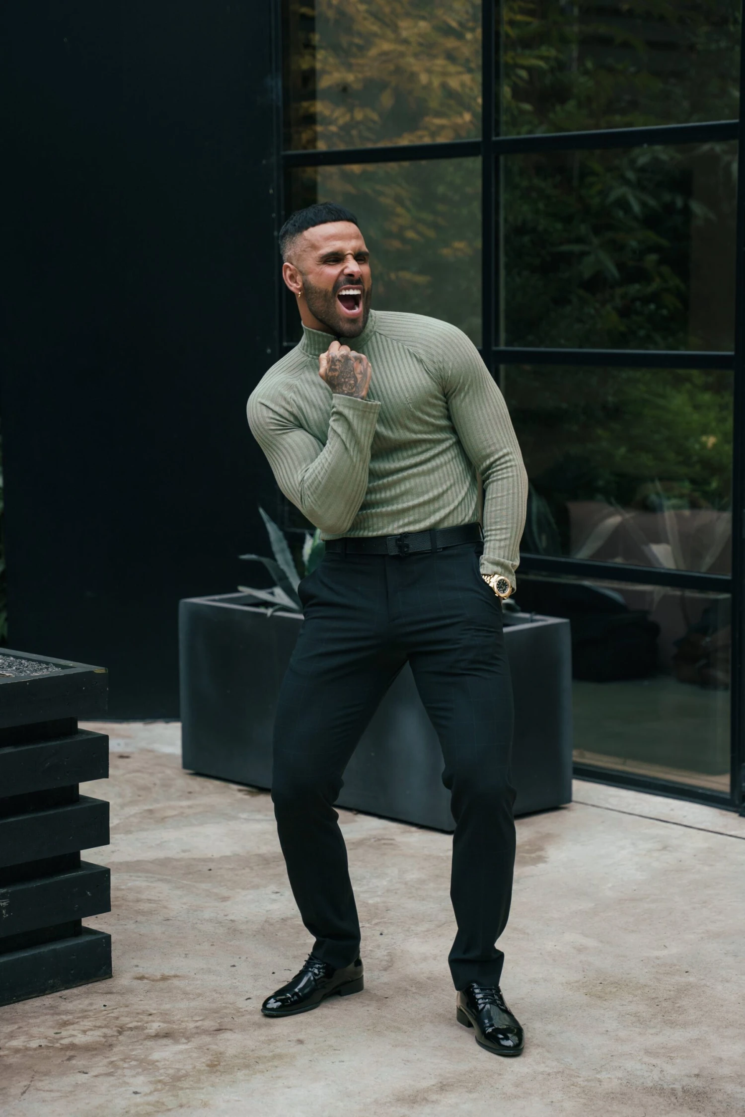 FS Classic Olive Ribbed Zip Funnel Neck Raglan Long Sleeve Crew - FSH1297 - Image 8