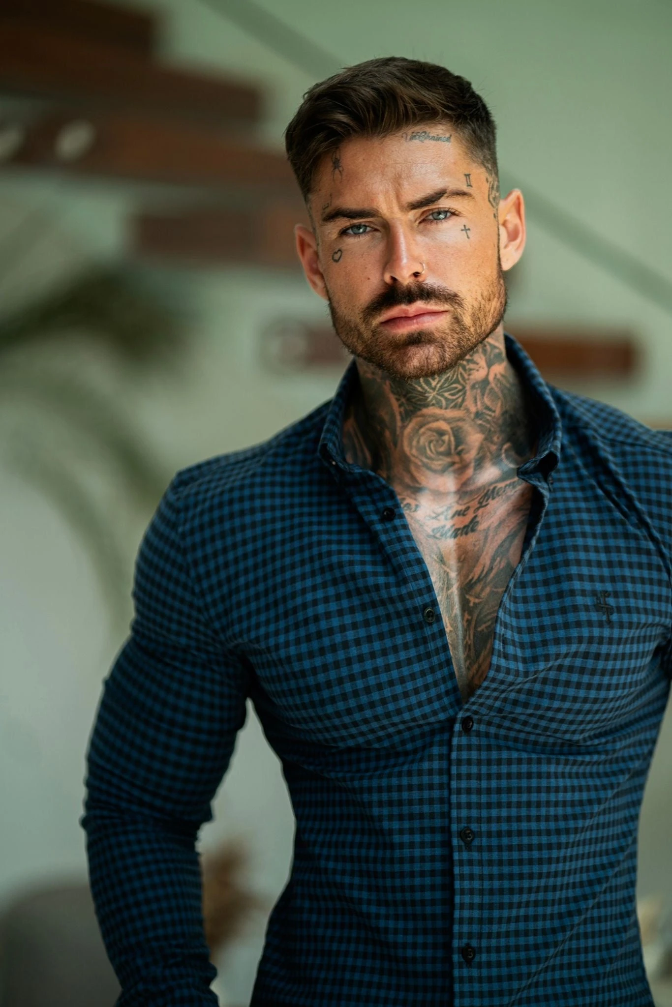 Father Sons Super Slim Ultra Stretch Blue & Black Check - FS474 - Image 2