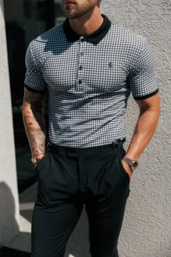 Father Sons Black / White Printed Check Polo Shirt - FSH1260