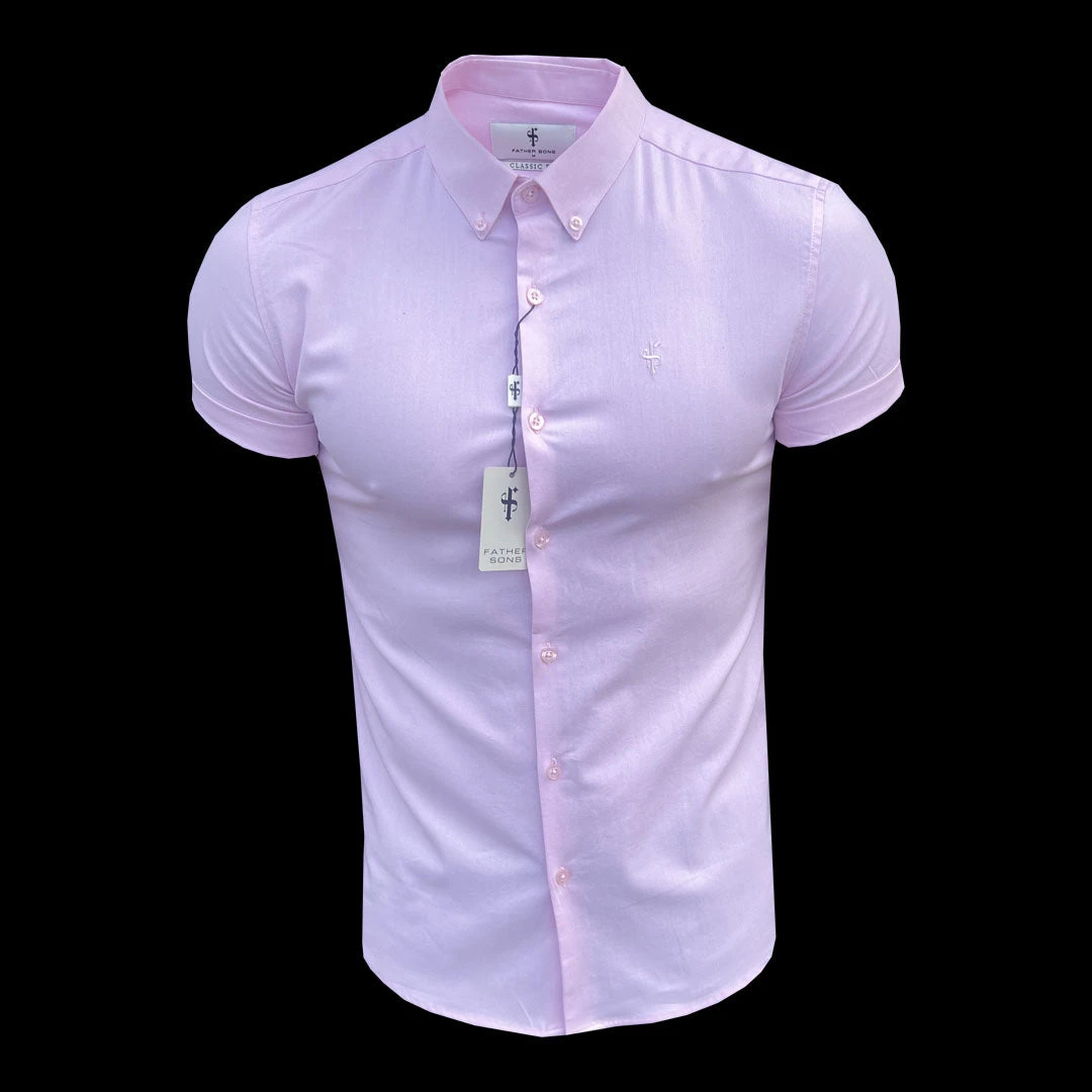 Father Sons Classic Stretch Oxford Short Sleeve Pink - FS1017 - Image 4
