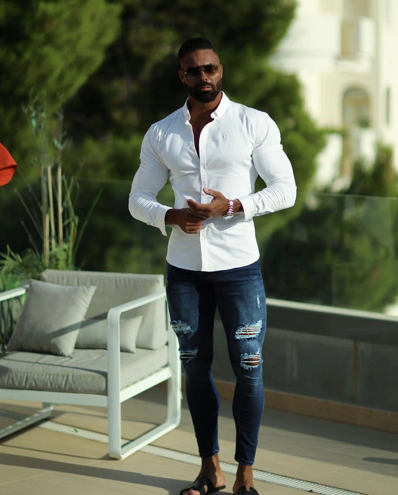 Father Sons Ultra Stretch Navy Slim Jeans With Distressed Rips - FSJEAN006 - Image 3