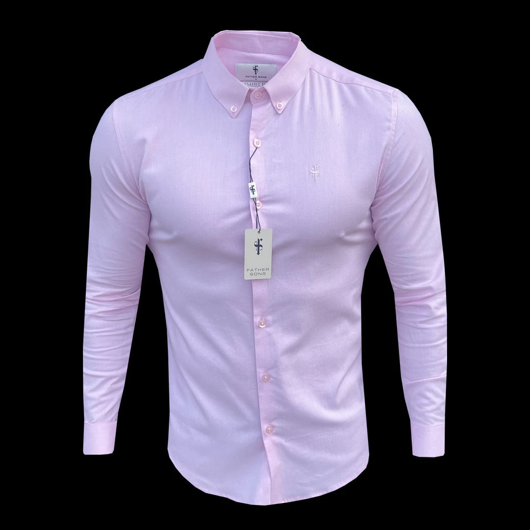 Father Sons Classic Stretch Oxford Long Sleeve Pink - FS1016 - Image 3