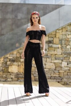 'AYLA' Knitted Co Ord Crop Top Black - CTJ007