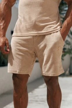 Father Sons Beige Towelling Shorts - FSTS663