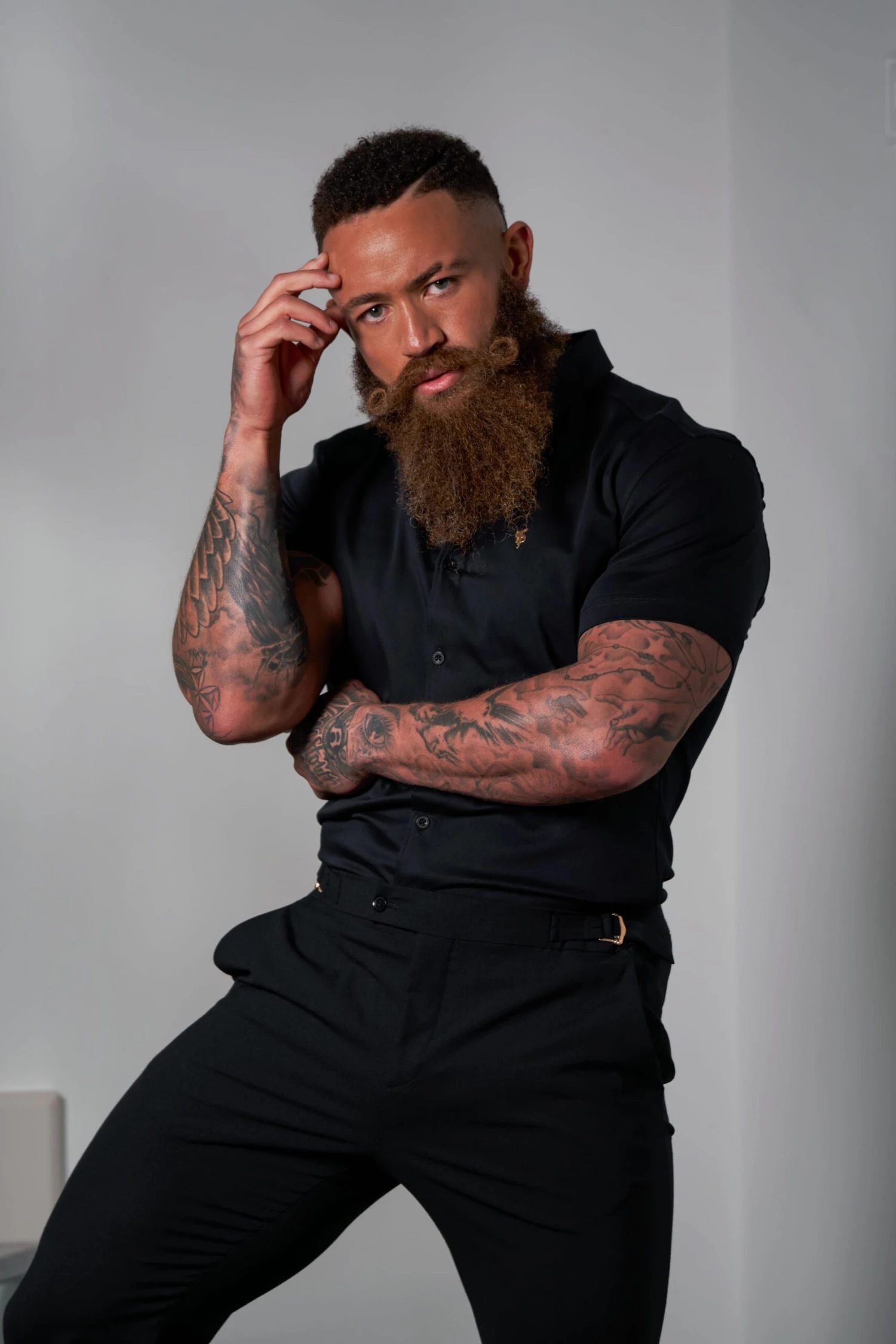 Father Sons Slim Formal Black Stretch Trousers With Gold Waist Adjusters - FST036 - Image 9