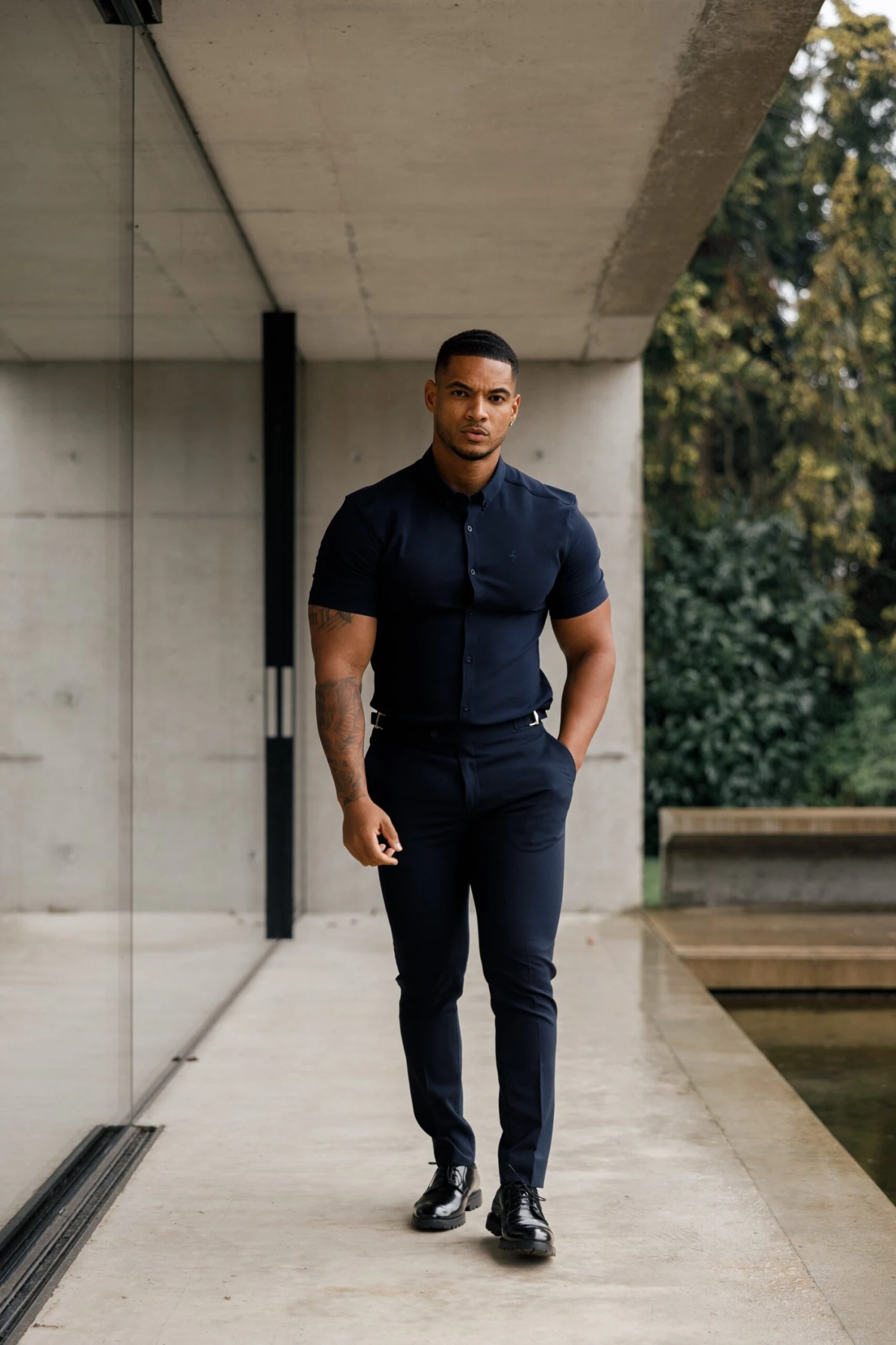 Father Sons Super Slim Scuba Navy Short Sleeve Stretch - FS832 - Image 2