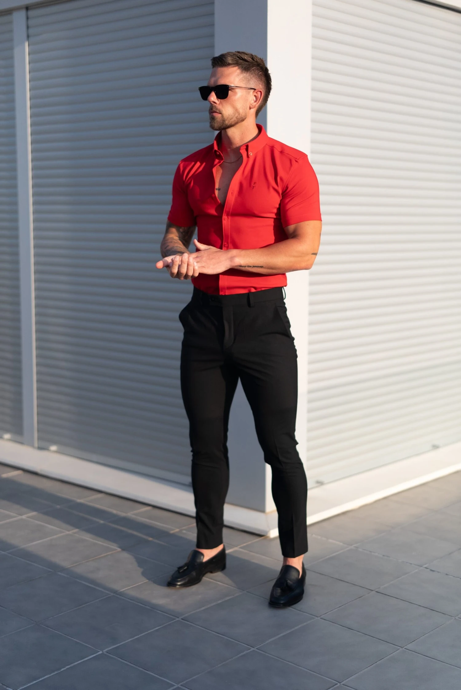 FS Super Slim SS Postbox Red Scuba With Button Down Collar - FS1189 - Image 8