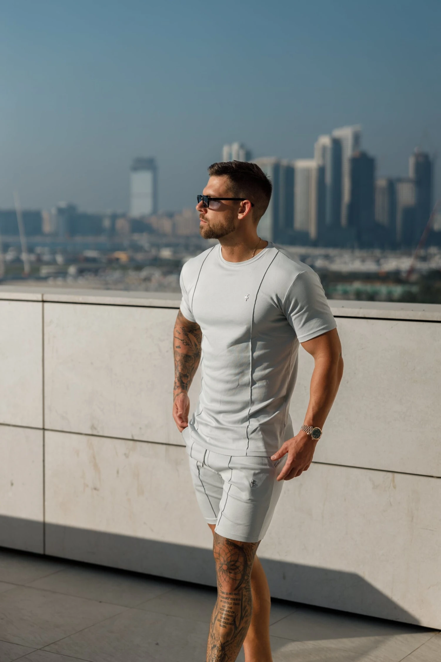 Father Sons Light Grey / Silver Crew T Shirt With Pintuck Detail - FSH1049 - Image 5