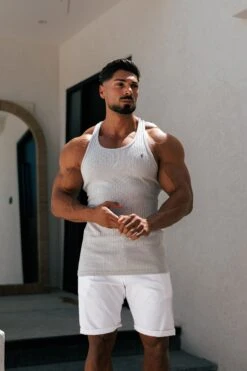 Father Sons Classic Light Grey / Black Ribbed Knit Super Slim Vest - FSH1325