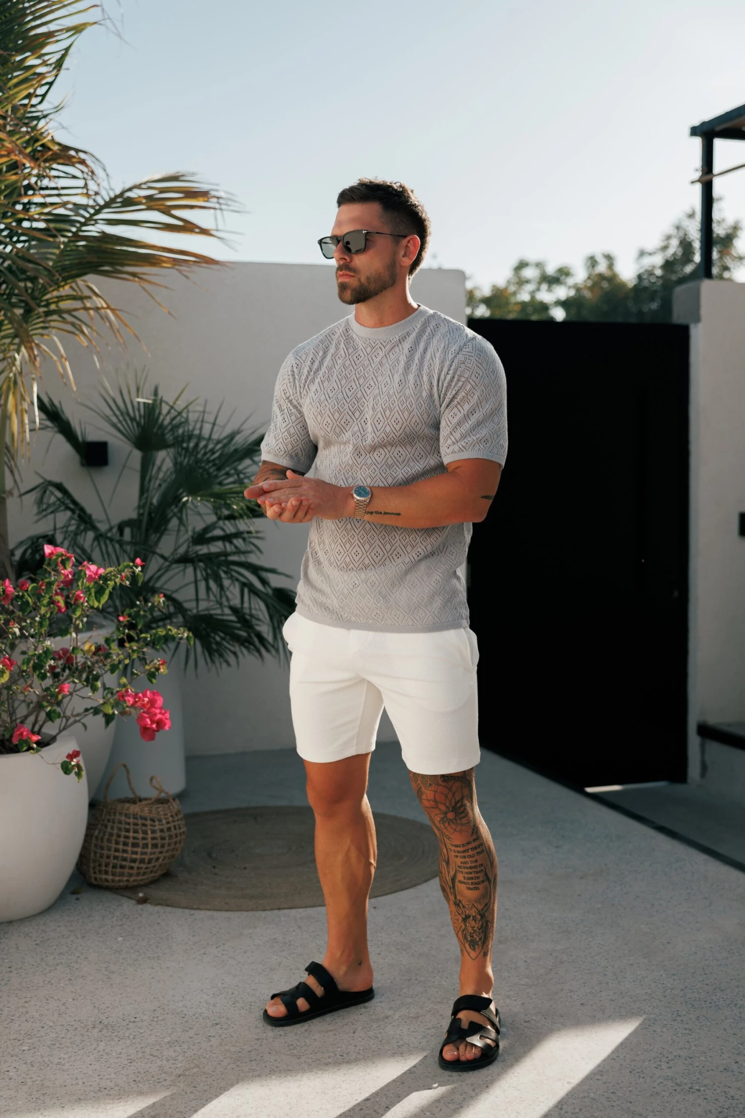 Father Sons Crochet Crew T-Shirt Cop Grey Short Sleeve - FSJ093 - Image 2