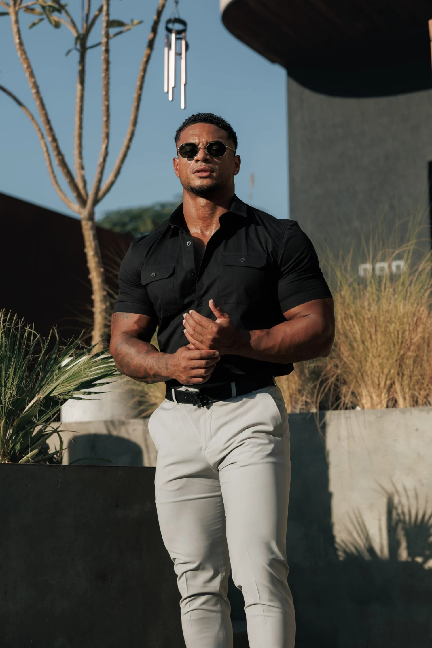 Father Sons Boxy Stretch Black Short Sleeve With 2 Chest Pockets Ad Flaps- FS1097 - Image 12