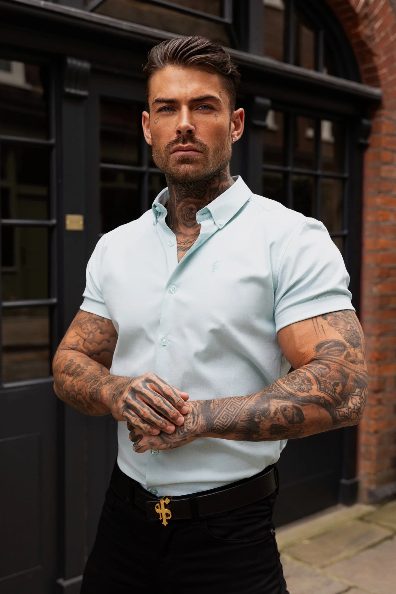 Father Sons Classic Stretch Oxford Short Sleeve Mint - FS1011 - Image 3