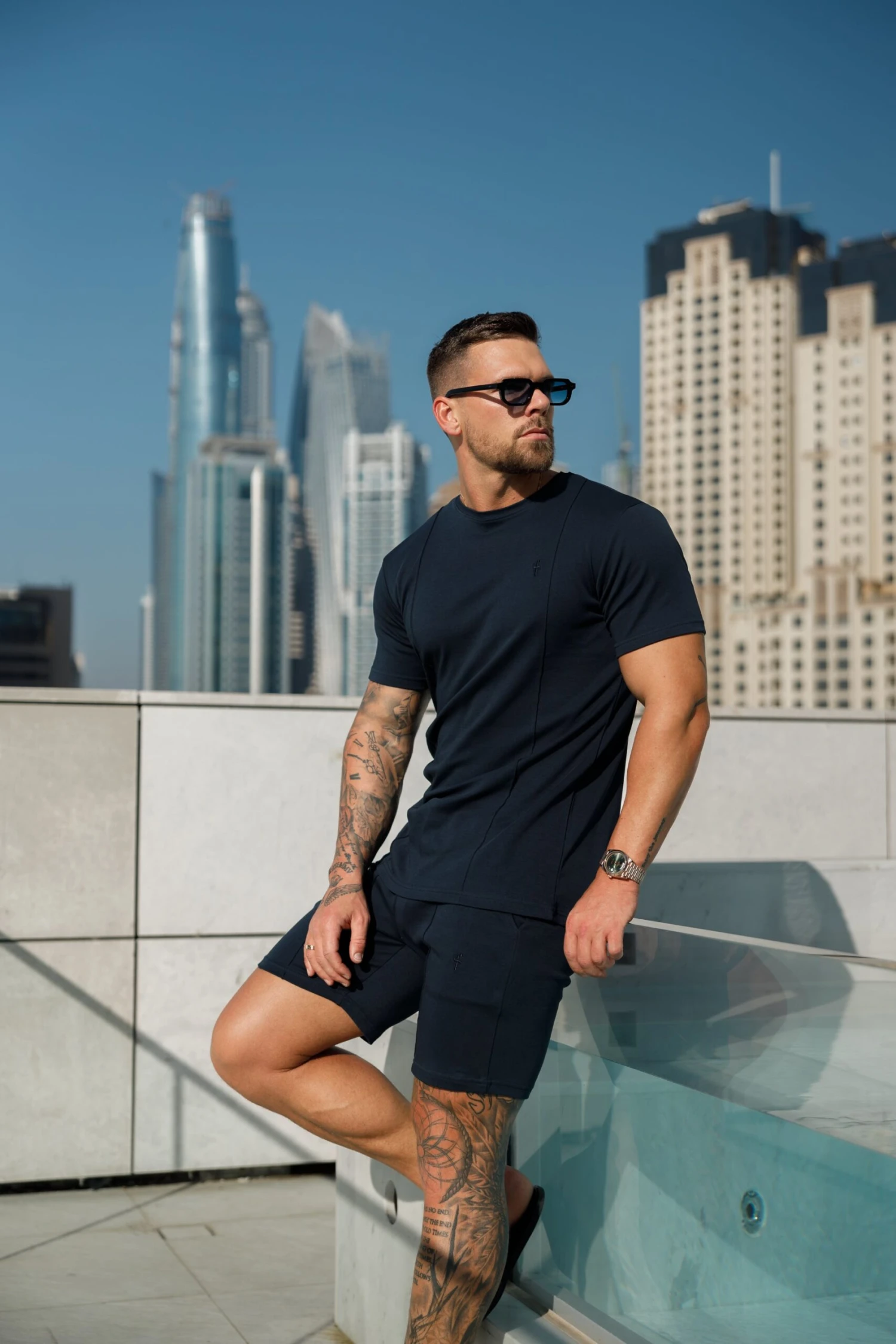 Father Sons Navy Crew T Shirt With Pintuck Detail - FSH1048. - Image 3