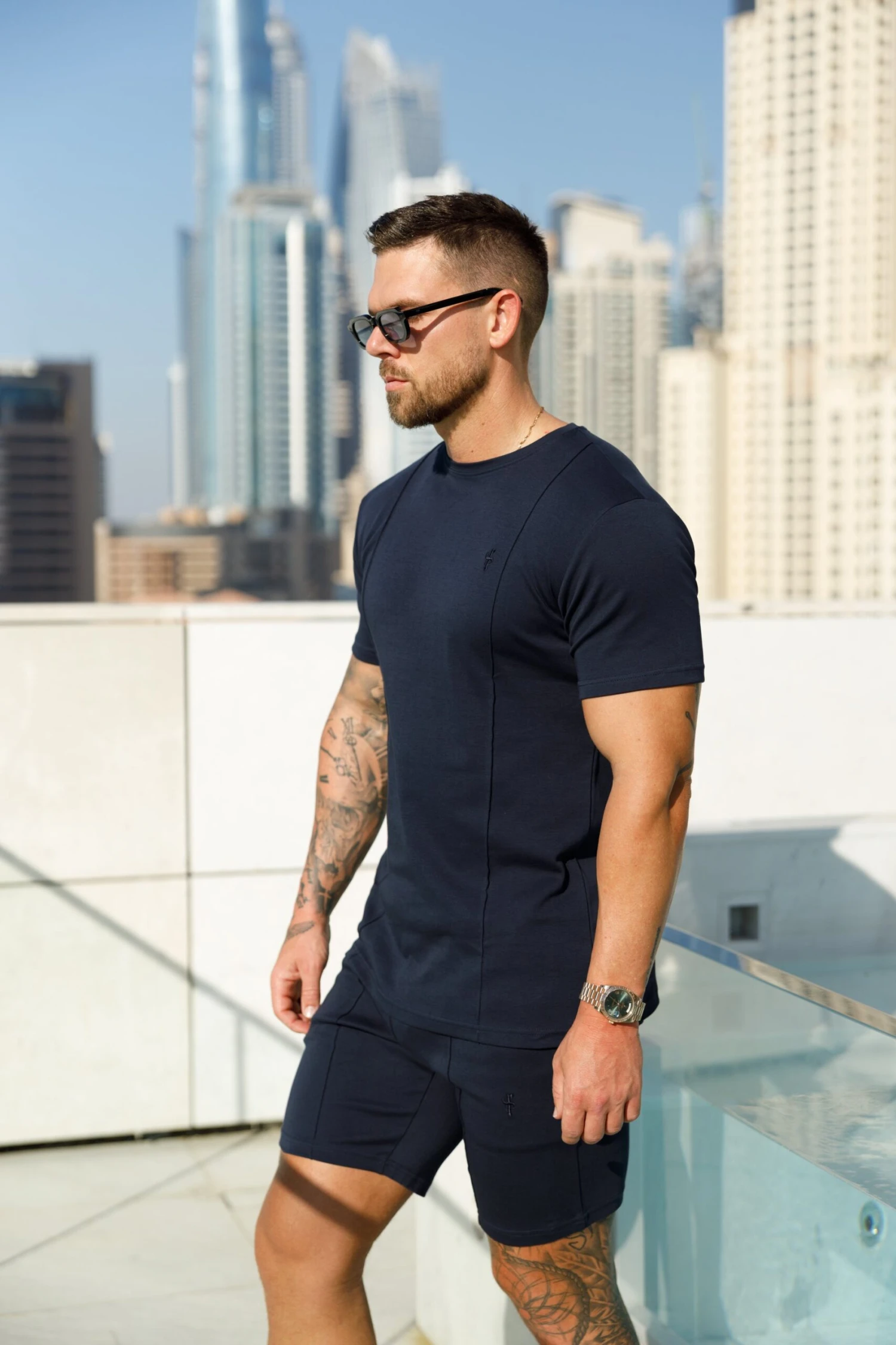 Father Sons Navy Elasticated Drawstring Pintuck Shorts - FSH1056 - Image 3