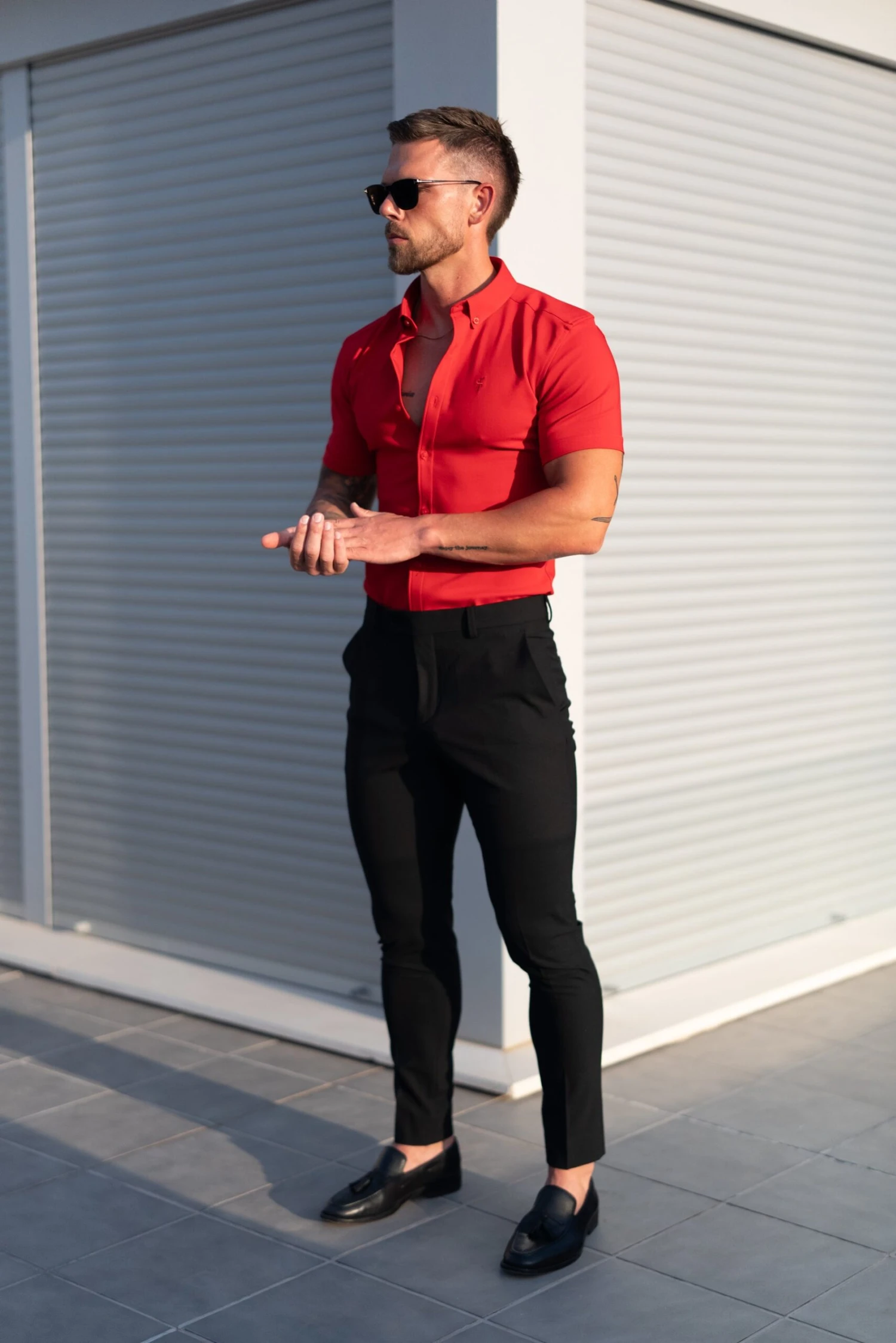 FS Super Slim SS Postbox Red Scuba With Button Down Collar - FS1189 - Image 2