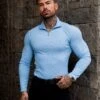 FS Classic Light Blue Ribbed Zip Funnel Neck Raglan Long Sleeve Crew - FSH1298