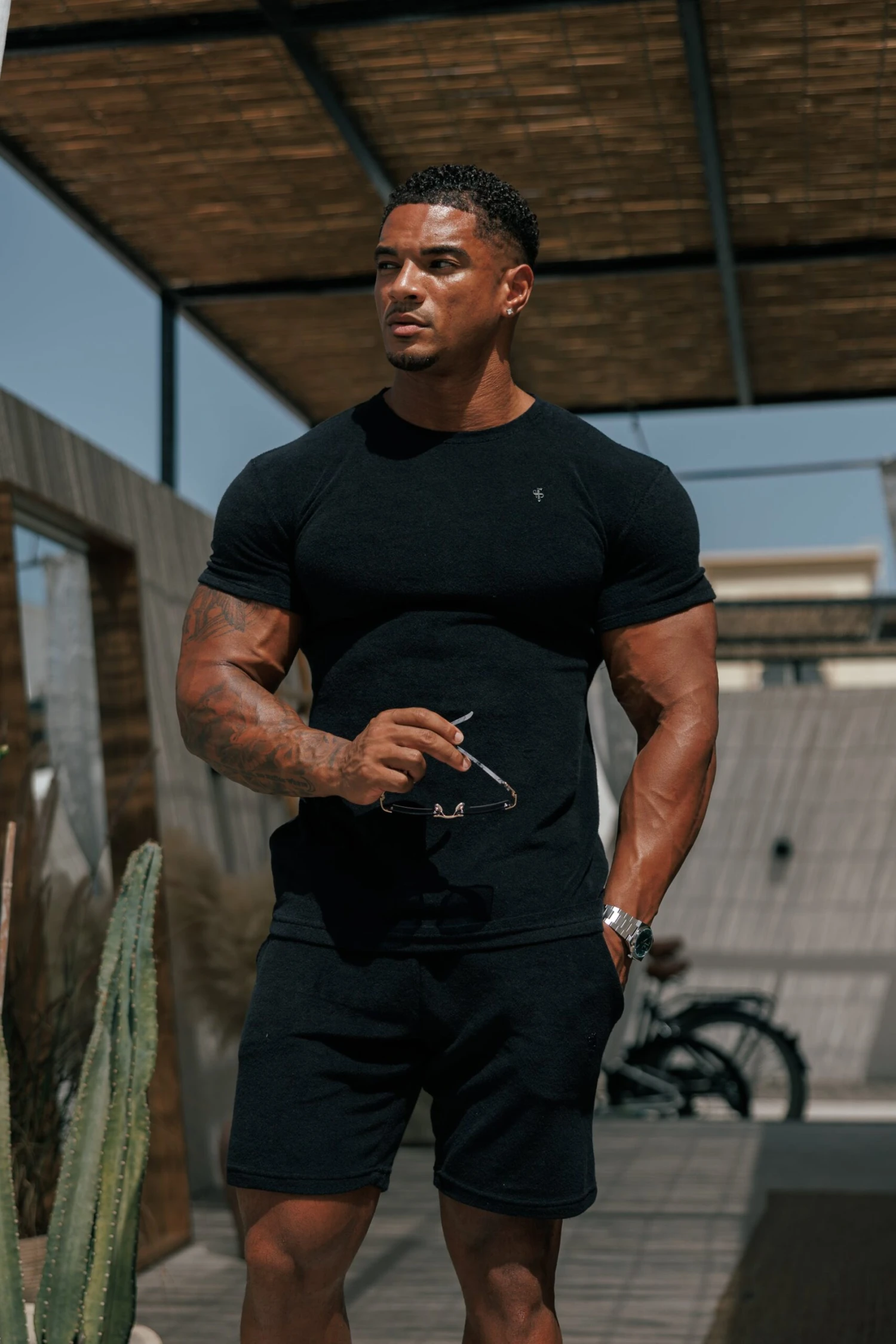 Father Sons Black Towelling Shorts - FSH817 - Image 4