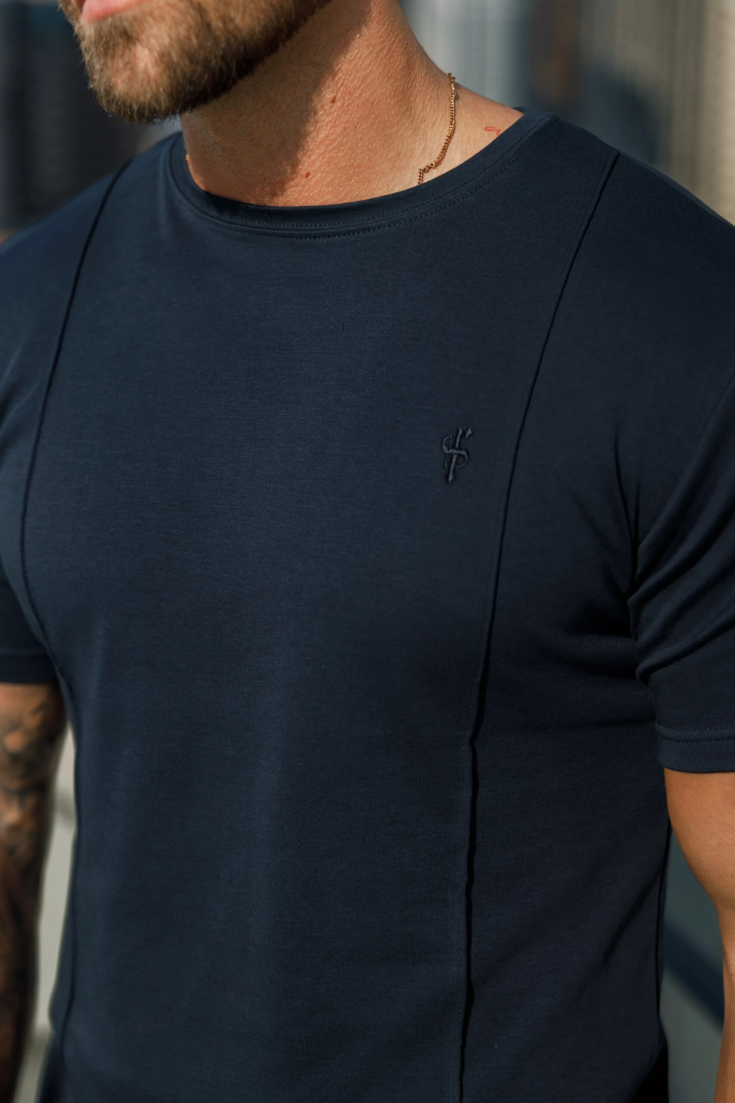 Father Sons Navy Crew T Shirt With Pintuck Detail - FSH1048. - Image 2