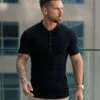 Father Sons Classic Black Polo Shirt With Tonal Button And Embroidery - FSH824