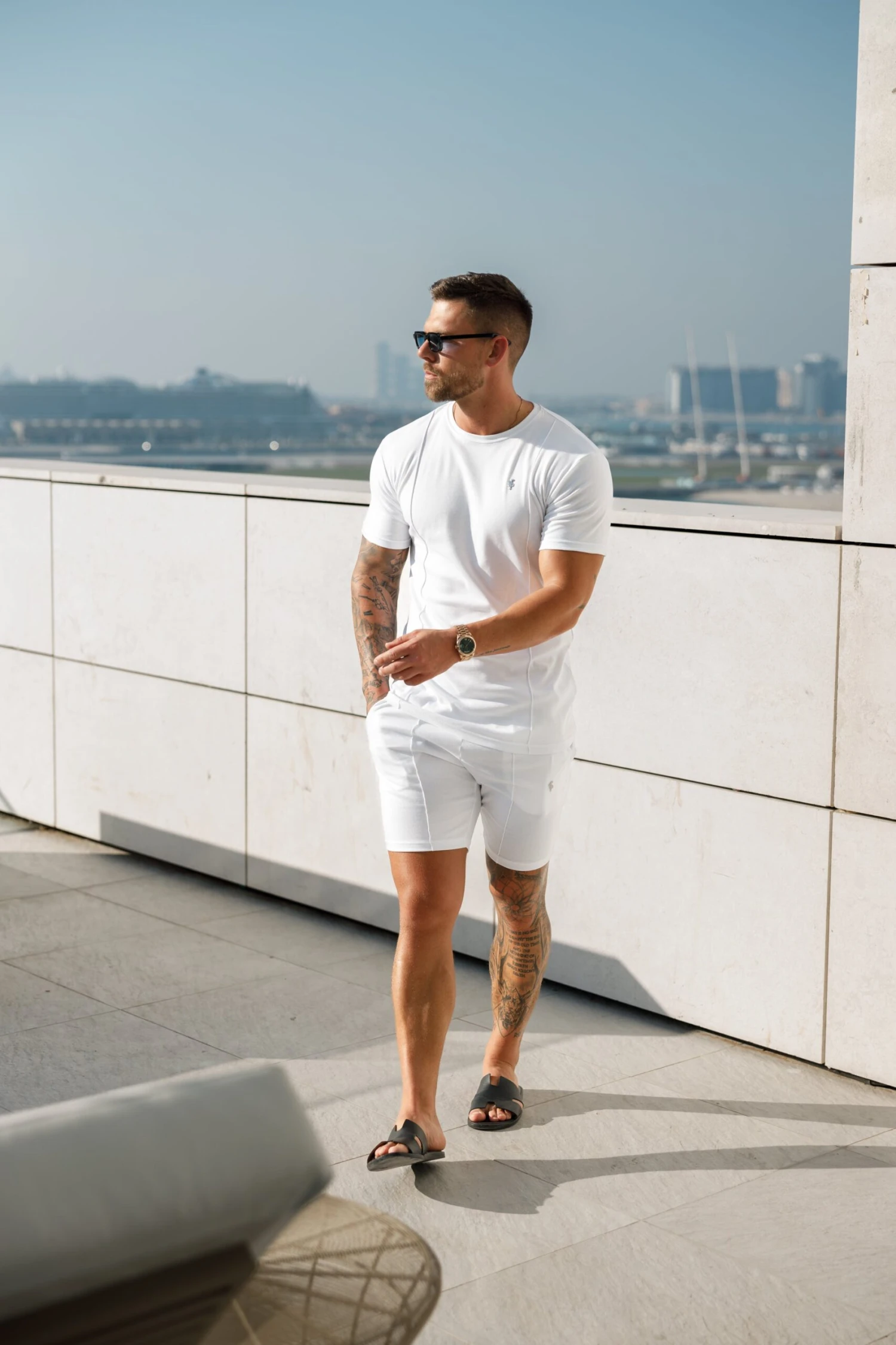 Father Sons White / Silver Elasticated Drawstring Pintuck Shorts - FSH1054 - Image 10