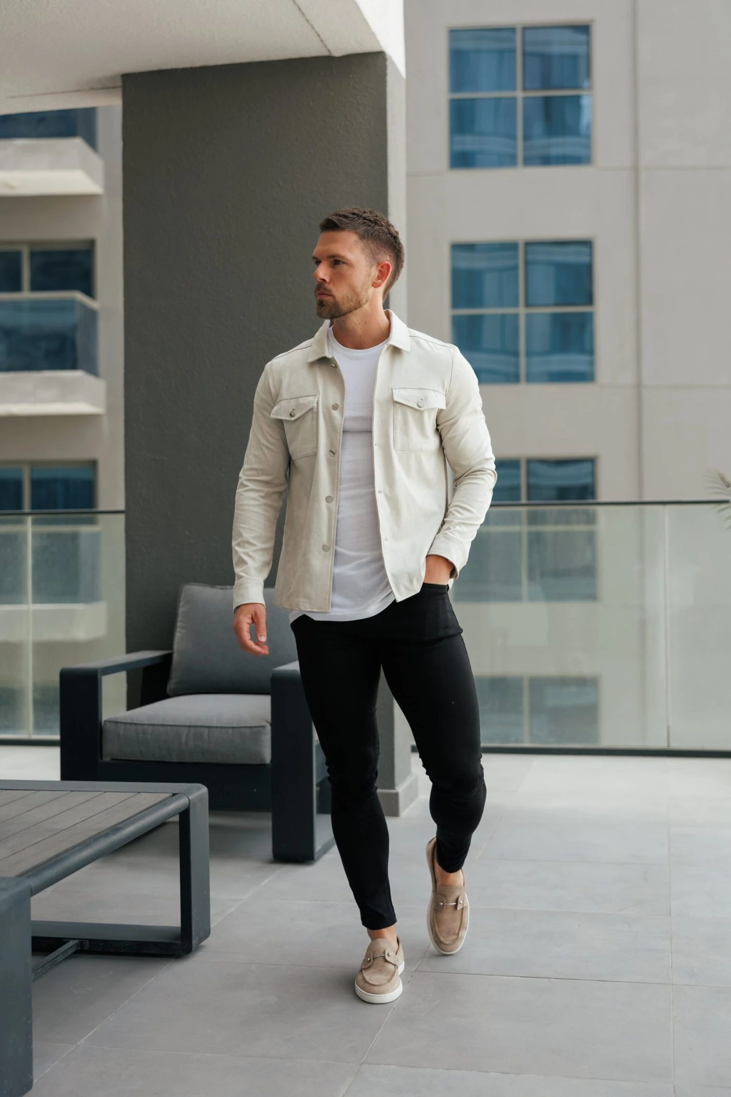 FS Suede Feel Button Up Jacket Light Grey / Silver - FSN220 - Image 7