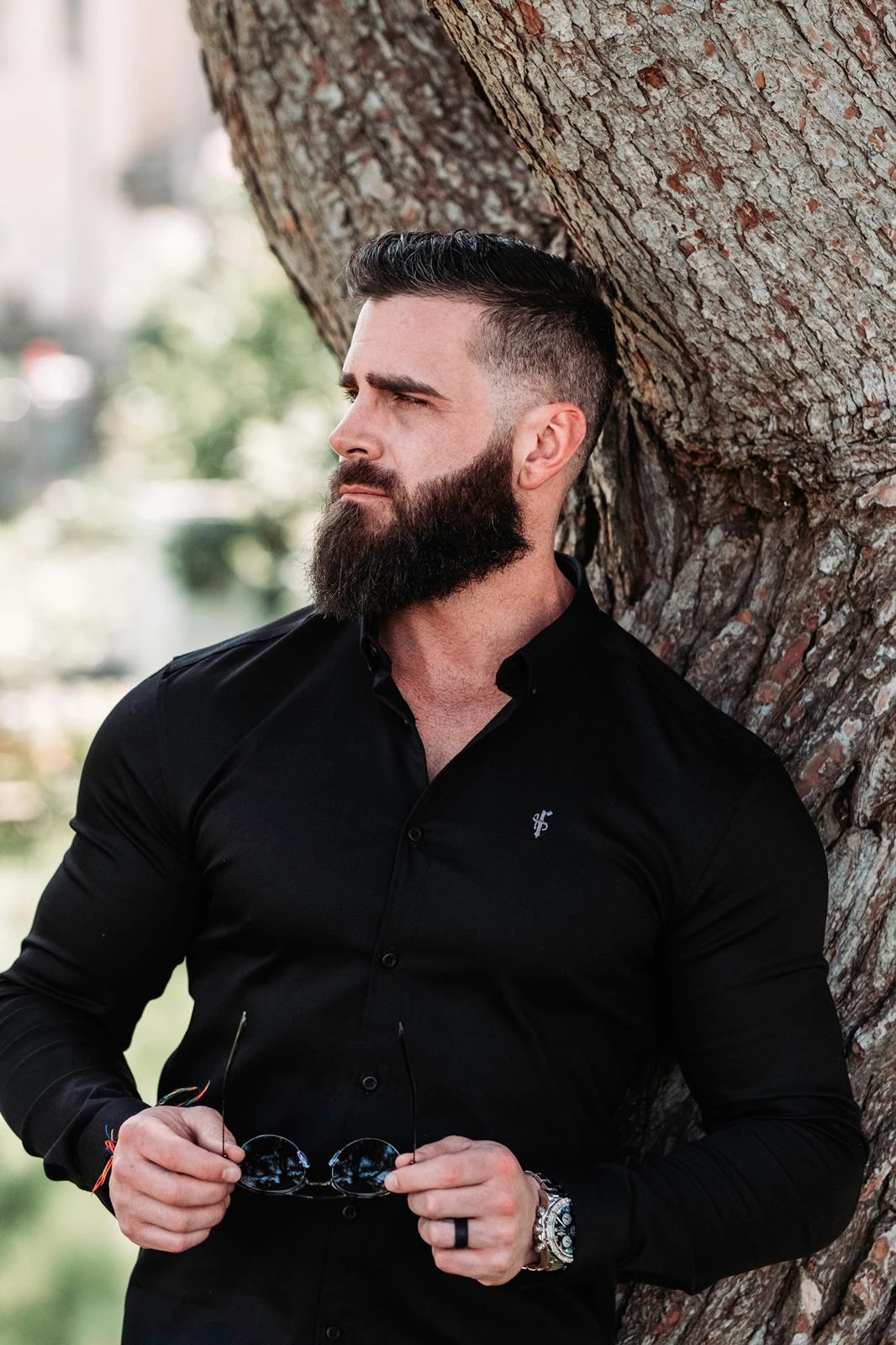 Father Sons Super Slim Stretch Black Denim Long Sleeve (Silver Emblem) - FS295 - Image 3