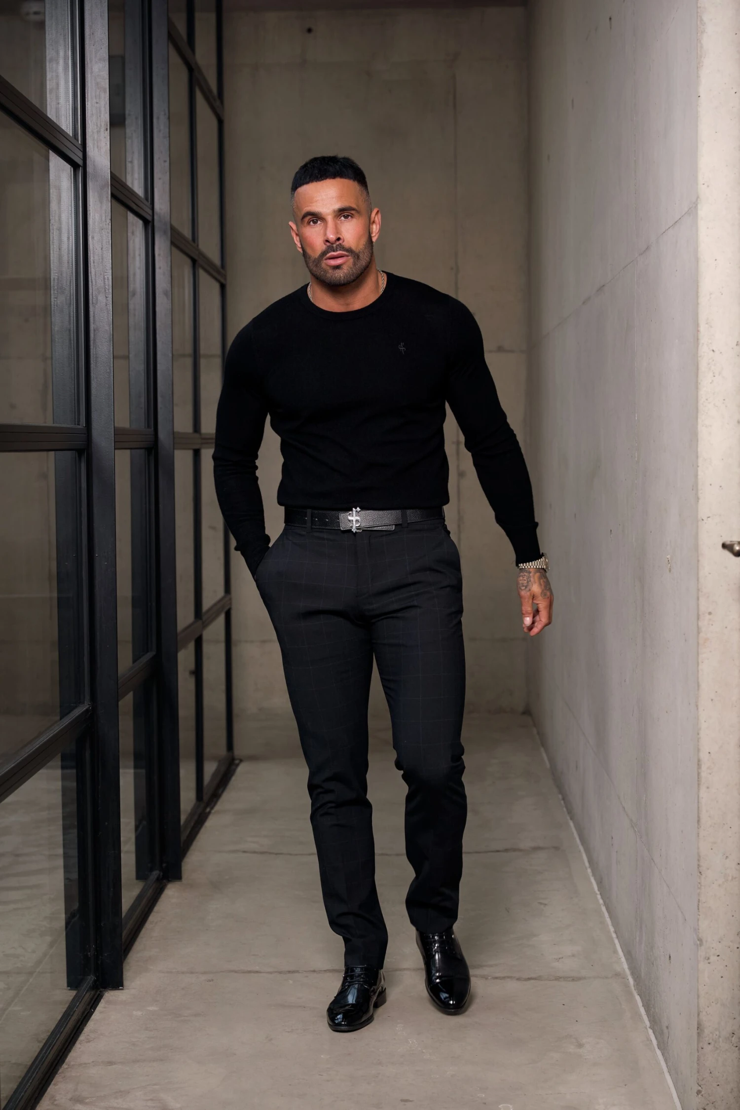 Father Sons Relaxed Formal Black / Silver Check Trouser - FSTR014 - Image 2