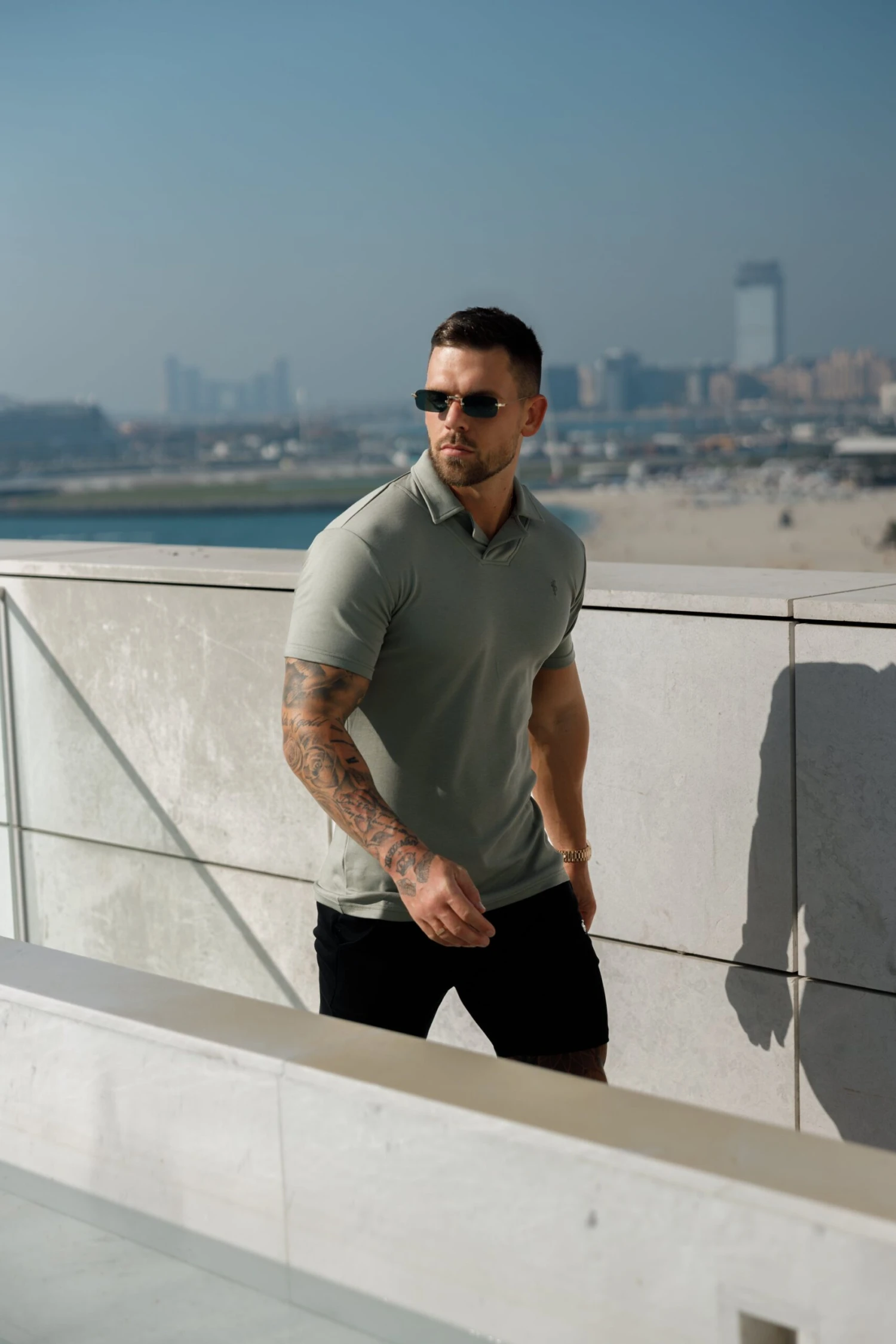 Father Sons Classic Olive Polo Shirt With Revere Collar - FSH1065 - Image 7