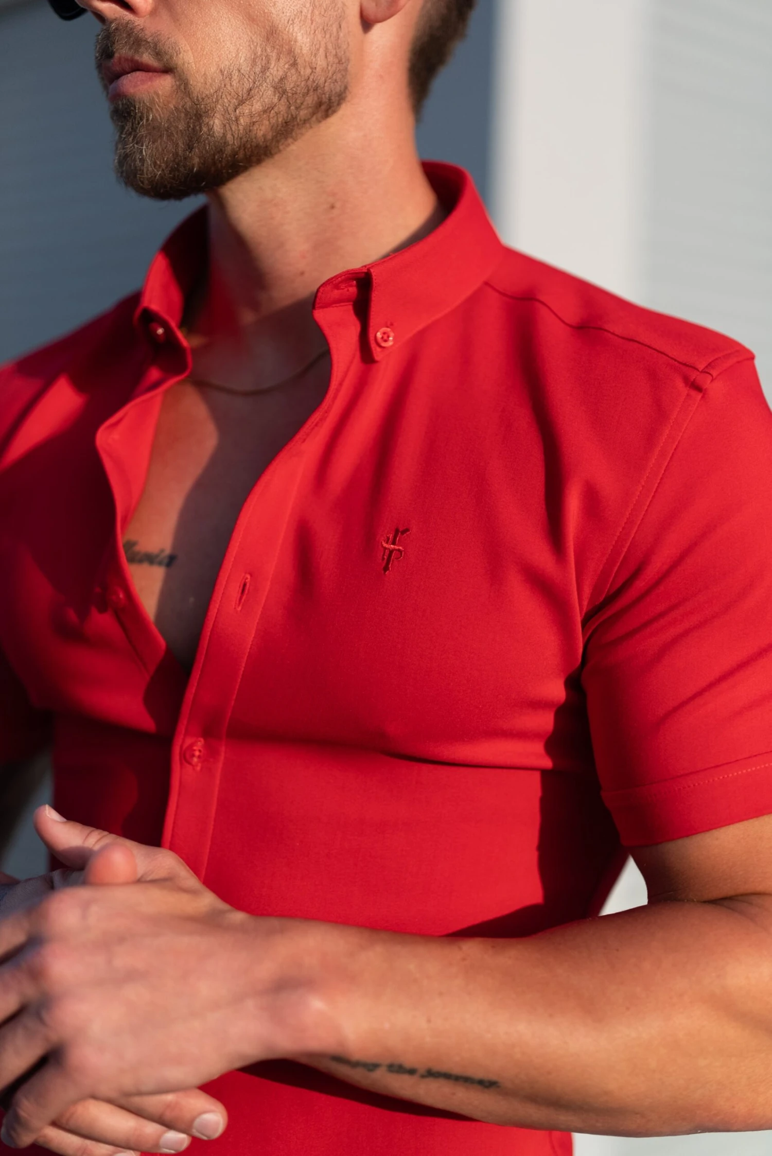 FS Super Slim SS Postbox Red Scuba With Button Down Collar - FS1189 - Image 7