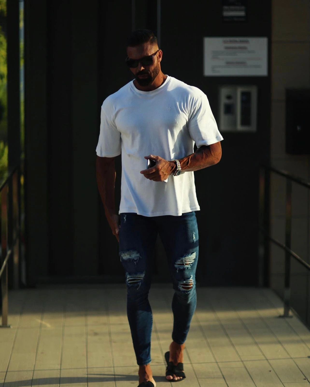 Father Sons Ultra Stretch Navy Slim Jeans With Distressed Rips - FSJEAN006 - Image 2