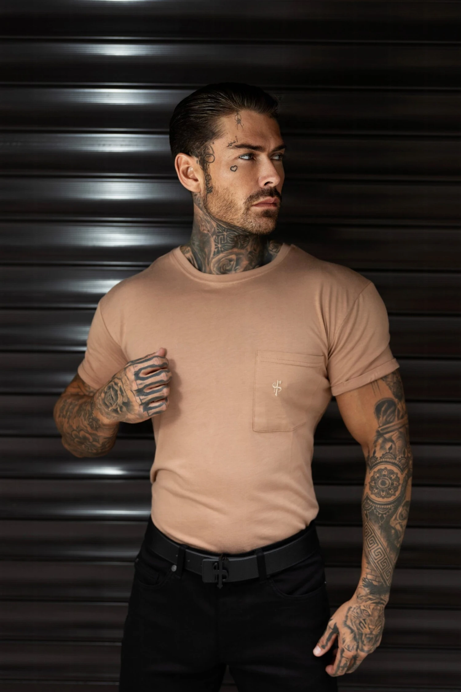 Father Sons Taupe Bamboo Crew T Shirt With Pocket Short Sleeve- FSH1100 - Image 2