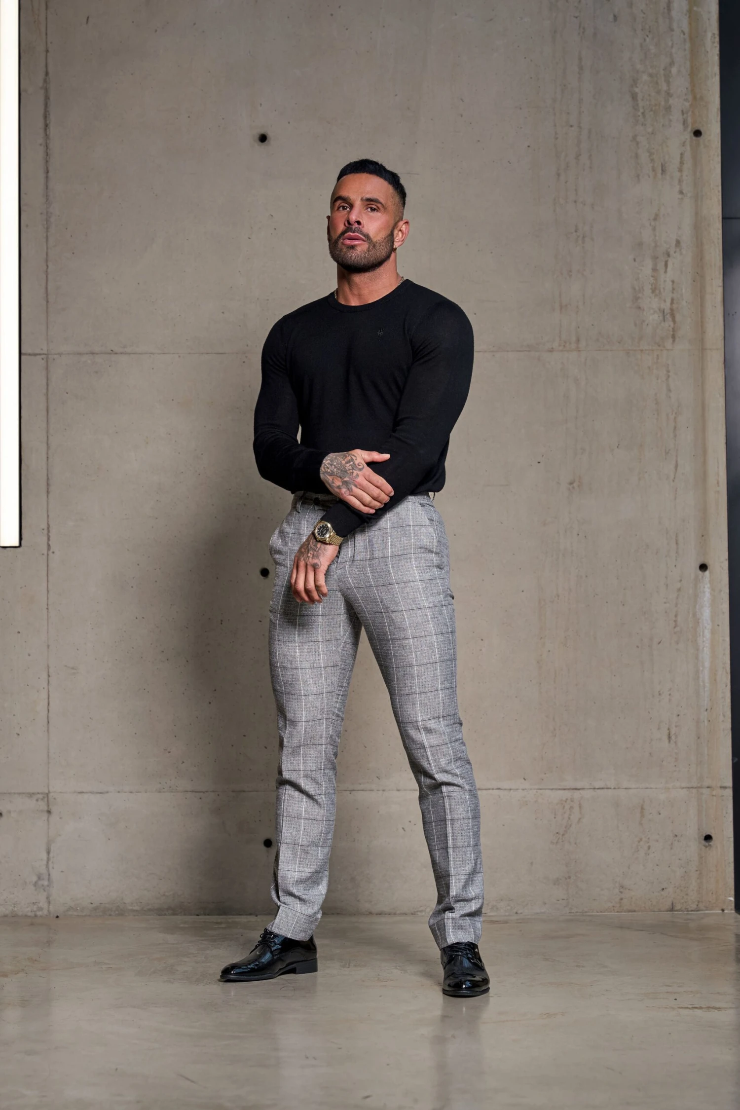 Father Sons Relaxed Formal Grey / White Check Trouser - FSTR013 - Image 2