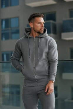 FS Charcoal / Silver Full Zip Hoodie With Pockets - FSH1251