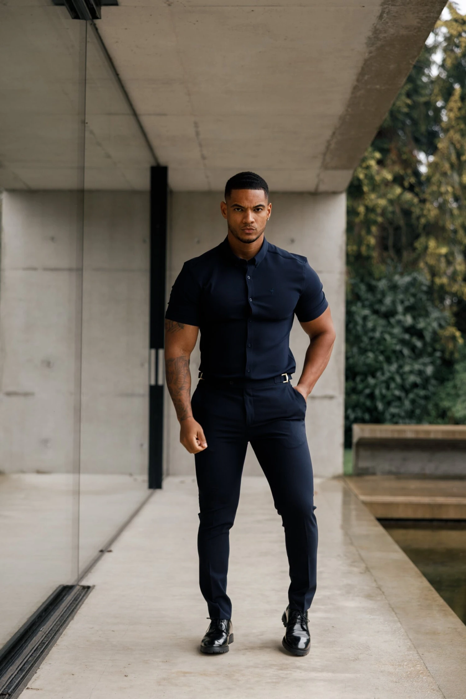 Father Sons Super Slim Scuba Navy Short Sleeve Stretch - FS832 - Image 4