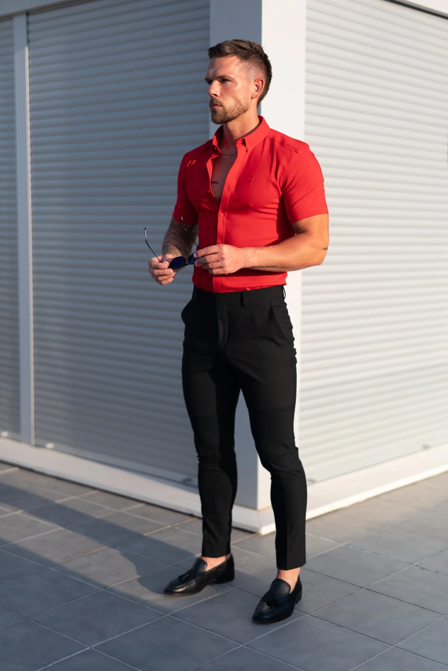 FS Super Slim SS Postbox Red Scuba With Button Down Collar - FS1189 - Image 4