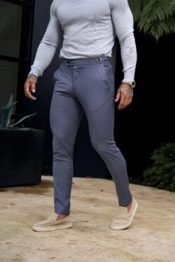 Father Sons Slim Formal Grey Stretch Trousers With Side Adjusters - FST024