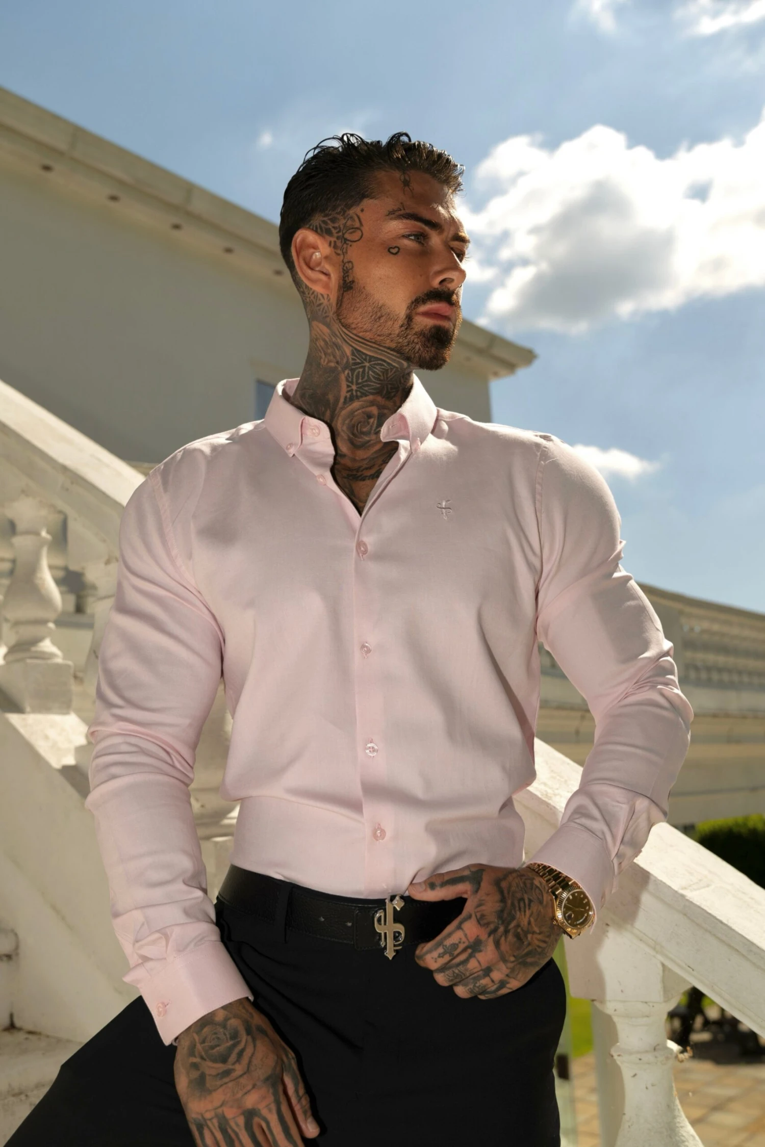 Father Sons Classic Stretch Oxford Long Sleeve Pink - FS1016 - Image 5