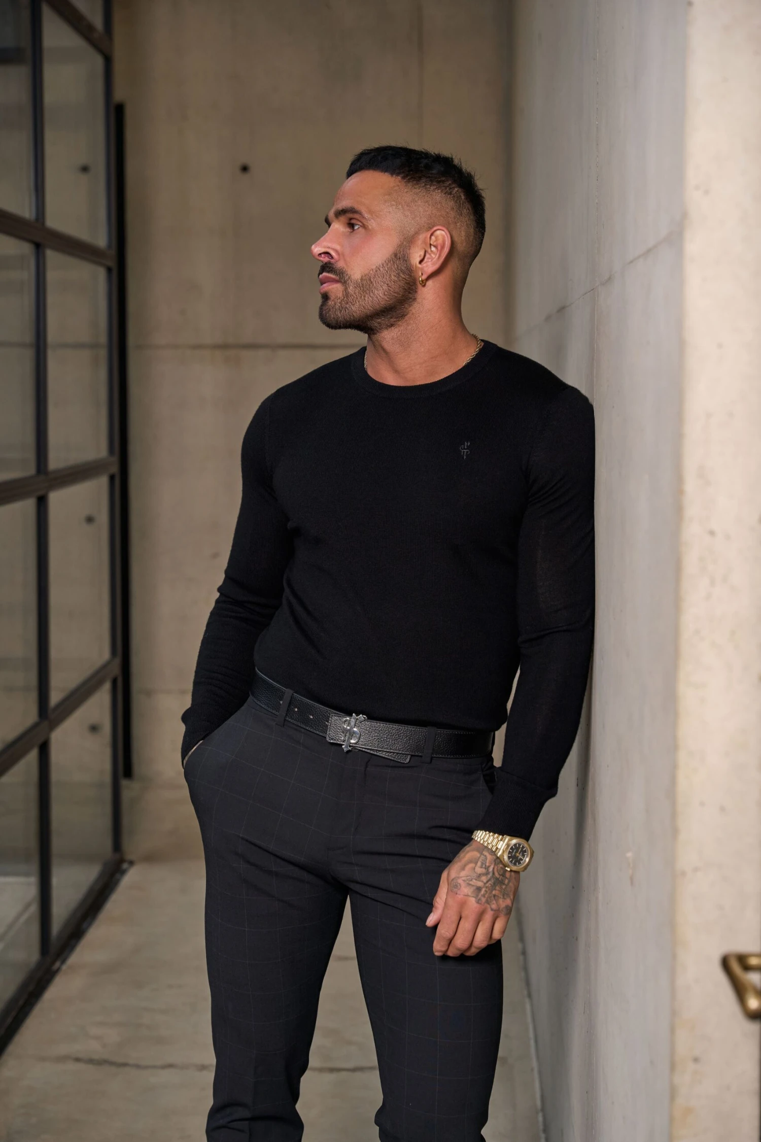 Father Sons Relaxed Formal Black / Silver Check Trouser - FSTR014 - Image 4