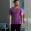 Father Sons Classic Light Purple Ribbed Knit Super Slim Short Sleeve Crew - FSH1161