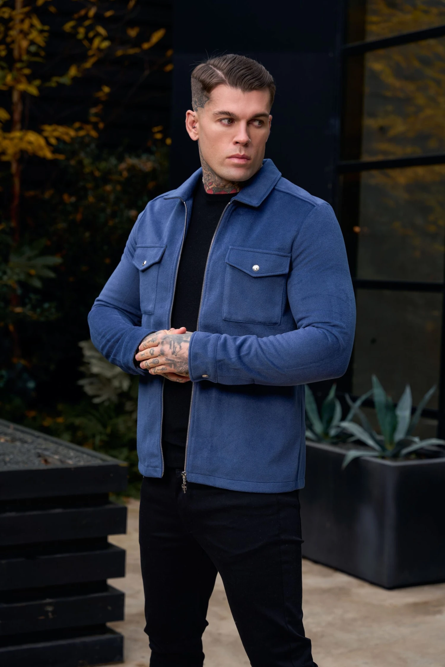 FS Brushed Zipped Plain Jacket Blue - FSN175 - Image 3