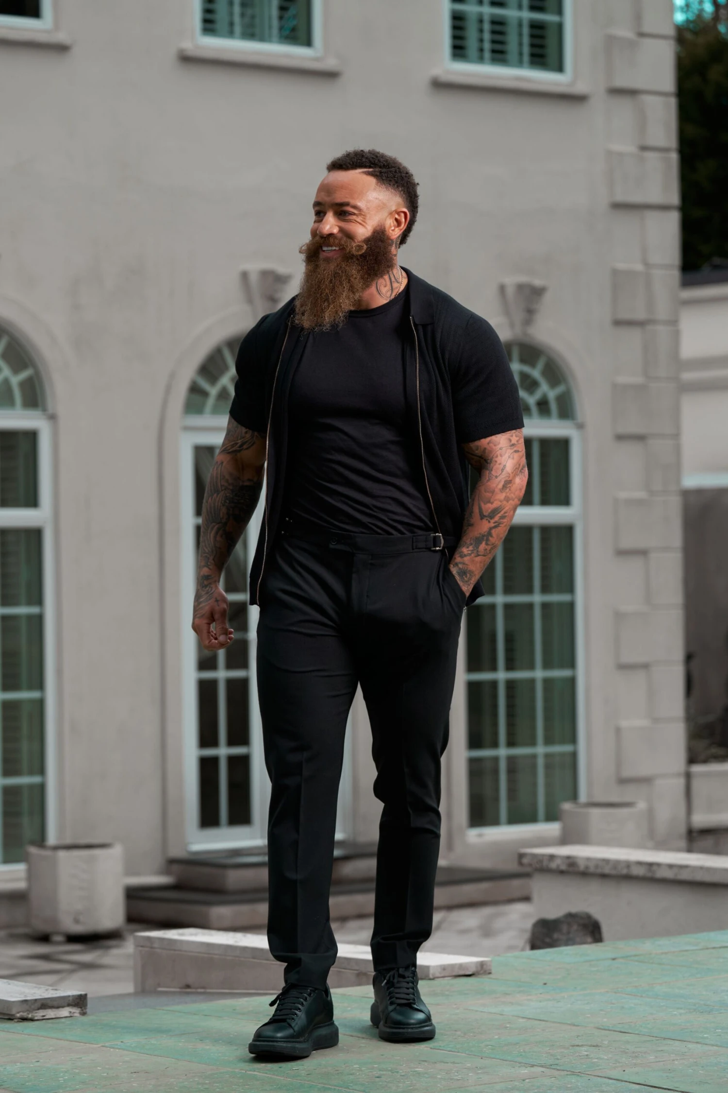 Father Sons Slim Formal Black Stretch Trousers With Gold Waist Adjusters - FST036 - Image 6